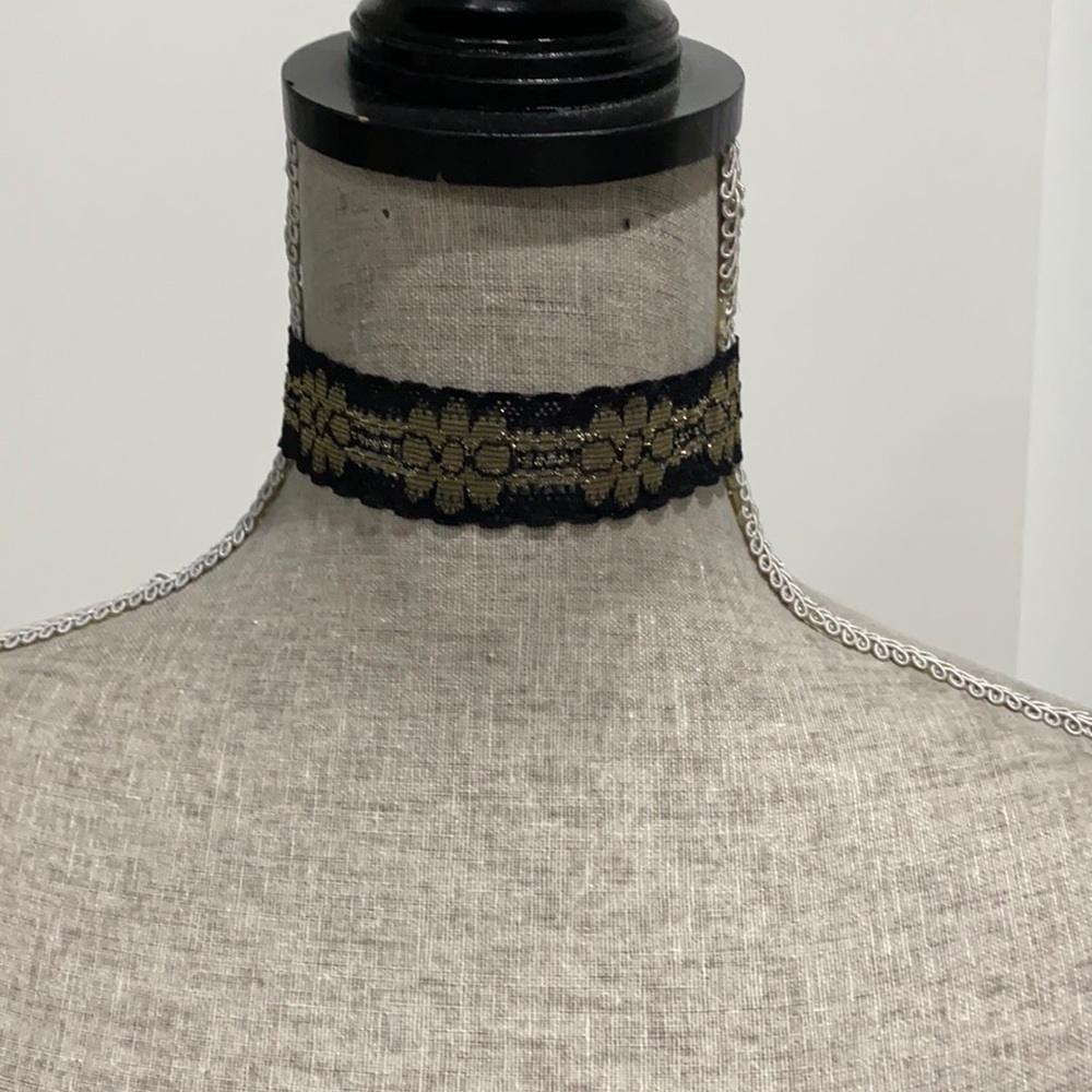 Black with Golden floral design chocker